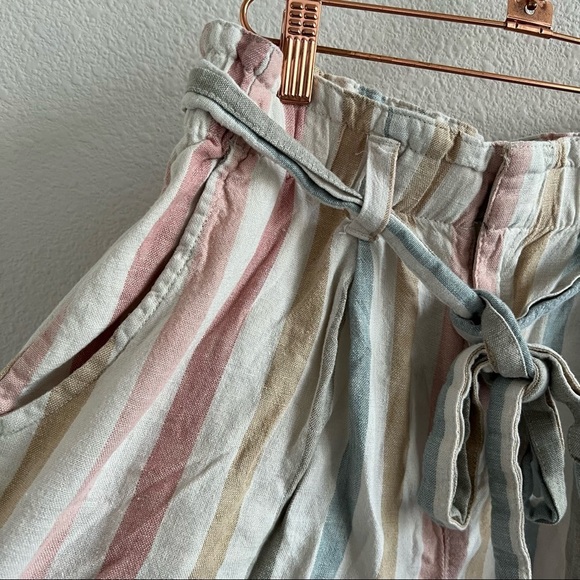 GAP Pastel Striped Linen Paperbag Waist Shorts 8 Tall - Picture 5 of 10